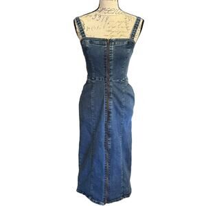 GU Blue Denim Zipper Front Convertible Dress Size Medium